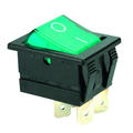 Switch; rocker; C1553ALBG3; ON-OFF; 2 ways; green; neon bulb 250V backlight; green; bistable; 6,3x0,8mm connectors; 22x30mm; 2 positions; 16A; 250V AC; Bulgin