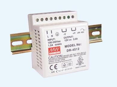 Power Supply; DIN Rail; DR-45-12; 12V DC; 3,5A; 42W; LED indicator; Mean Well