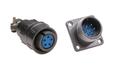 Connector; C06/5p; 5 ways; solder; 0,5mm2; 8mm; cable socket & panel mounted plug; 16mm; grey; blue; 5A; Connfly; RoHS
