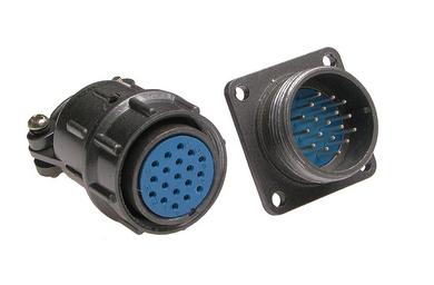 Connector; C07/19p; 19 ways; solder; 0,5mm2; 16mm; cable socket & panel mounted plug; 24mm; grey; blue; 5A; Connfly; RoHS