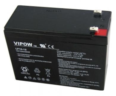Akumulator; kwasowy bezobsługowy AGM; LP10-12; 12V; 10Ah; 151x65x111(116)mm; konektor 6,3 mm; VIPOW; 2,6kg