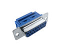 Socket; D-Sub; Canon 15p; 15 ways; for flat cable; crimped; straight; blue; plastic; screwed; Connfly; RoHS