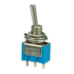 Switch; toggle; MTS102 [ON-ON]; 2*1; ON-ON; 1 way; 2 positions; bistable; panel mounting; solder; 3A; 250V AC; blue; 14mm; RoHS