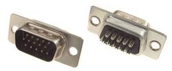 Plug; D-Sub; Canon 15p; 15 ways; for cable; solder; straight; 3 rows; blue; black; plastic; screwed; RoHS