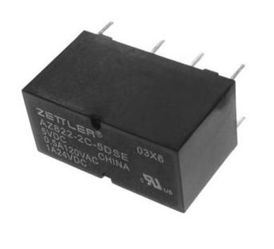 Przekaźnik; elektromagnetyczny miniaturowy; AZ822-2C-5DSE; 5V; DC; 2 styki przełączne; 0,5A; 120V AC; 1A; 24V DC; do druku (PCB); Zettler; RoHS