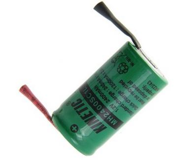Rechargeable battery; Ni-Mh; MH2400SC1L; 1,2V; 2400mAh; fi 22,2x42,6mm; 2 pins; for soldering; Kinetic
