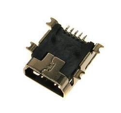Socket; miniUSB B; mUSBgs; USB 2.0; black; surface mount; angled 90°; nickel; Connfly; RoHS