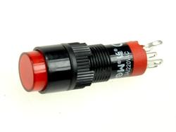 Przełącznik; przyciskowy; LAS3Y-11/R; ON-(ON); czerwony; podświetlenie LED 12V; czerwony; do lutowania; 2 pozycje; 3A; 250V AC; 10mm; 28mm; Onpow