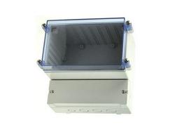 Enclosure; dual-compartment; DC005CBUNO; ABS; 213mm; 185mm; 104,5mm; IP65; light gray; transparent lid; Gainta; RoHS