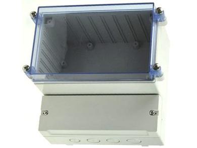 Enclosure; dual-compartment; DC009CBUNO; ABS; 296mm; 281mm; 158mm; IP65; light gray; transparent lid; Gainta; RoHS