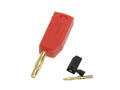 Banana plug; 2mm; 25.206.1; red; 26,5mm; pluggable (2mm banana socket); solder; 10A; 60V; gold plated brass; PE; Amass; RoHS; 1.008.R