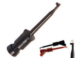 Test clip; KLEPS2-BU 973 501 100; hook type; 3,5mm; black; 66mm; pluggable (2mm banana socket); 6A; 60V; gold plated brass; PBT; Hirschmann; RoHS