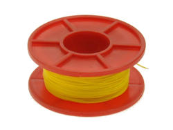 Wire; equipment; Kynar 50m; 1 core; solid; Cu; silver plated; 0,25mm; yellow; PVDF; kynar; max +135°C; 300V; 50m spool; Weiyang; RoHS