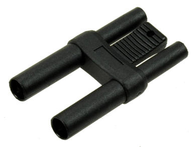 Connecting plug; Amass; 26.222.2; 2x banana plug 4mm / 2x banana socket 4mm; black; 52,5mm; safe; jumper; 32A; 1000V; nickel plated brass; PA; RoHS