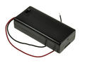 Battery holder; BC203; 2xR6(AA); with cable; with switch; with lid; container; black; KLS; R6 AA