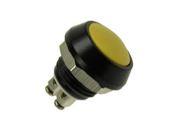 Switch; push button; GQ12B-10/A-Y; OFF-(ON); 1 way; no backlight; momentary; panel mounting; 2A; 36V DC; 12mm; IP65; Onpow; RoHS