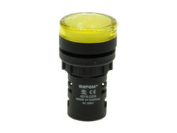 Kontrolka; AD16-22DS/Y-230VAC; 22mm; podświetlenie LED 230V; żółty; śrubowe; czarny; IP40; 38mm; Onpow; RoHS