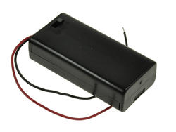 Koszyk baterii; BC203; 2xR6(AA); z przewodem; z wyłącznikiem; z pokrywą; pojemnik; czarny; KLS; R6 AA