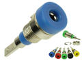 Banana socket; 2mm; 24.103.5; blue; 2,8mm connector; 23mm; 10A; 60V; nickel plated brass; PA; Amass; RoHS; 2.005.BL