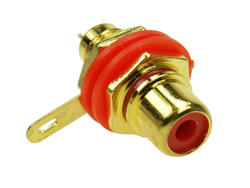 Socket; RCA; GRCA-GR; plastic; golden; for panel; straight; solder