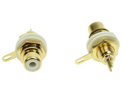 Socket; RCA; GRCA-GVB; plastic; black stripe; golden; for panel; straight; solder