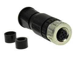 Socket; 43-00094; M12-5p; 5 ways; straight; screw; 0,25÷1,5mm2; 4-8mm; for cable; black; IP67; 7,5A; 60V; Conec; RoHS