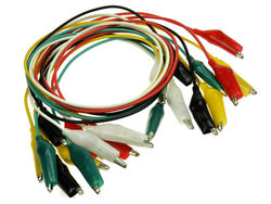 Test leads; CM11-10szt; 2x crcodile clip; 2mm; 0,5m; ABS; 0,25mm2; 5 colors; 1A; 60V