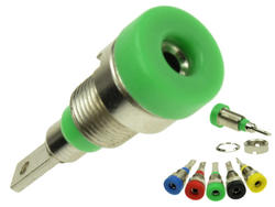 Banana socket; 2mm; 24.103.4; green; 2,8mm connector; 23mm; 10A; 60V; nickel plated brass; PA; Amass; RoHS; 2.005.G
