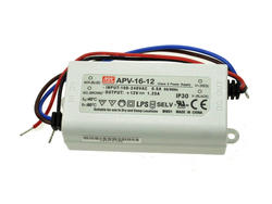 Power Supply; for LEDs; APV-16-12; 12V DC; 1,25A; 15W; constant voltage design; IP30; Mean Well