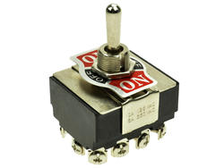 Switch; toggle; KN3(B)-403A; 3*4; ON-OFF-ON; 4 ways; 3 positions; bistable; panel mounting; screw; 6A; 250V AC; black; 33mm; RoHS
