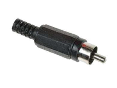 Plug; RCA; WTRCA-B; plastic; black; for cable; straight; solder; RoHS