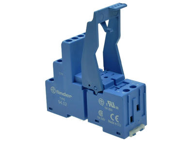 Relay socket; F94.02; panel mounted; DIN rail type; blue; with clamp; Finder; RoHS; 55.32; R2