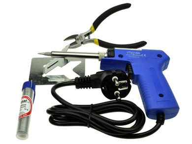 Soldering iron; pistol; AVTSTART; 30/130W; 230V; STARTER KIT; holder; solder phial; pilers side; with temperature regulation