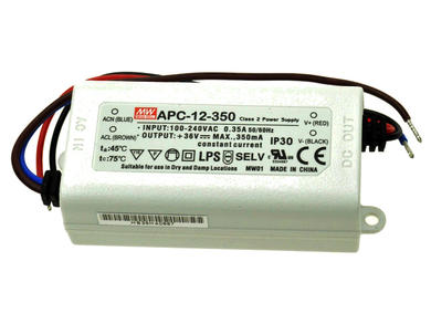 Power Supply; for LEDs; APC-12-350; 9÷36V DC; 350mA; 12,6W; constant current design; IP30; Mean Well
