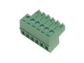 Terminal block; XY2500F-G-06P3.5; 6 ways; R=3,50mm; 15,4mm; 8A; 125V; for cable; angled 90°; square hole; slot screw; screw; vertical; 1,5mm2; green; Xinya; RoHS