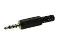 Plug; jack 3,5; SS35K4; 4 poles; straight; plastic; black; for cable; solder; Goobay; RoHS
