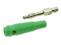 Banana plug; 4mm; 25.411.4; green; 56,5mm; pluggable (4mm banana socket); screwed; 24A; 60V; nickel plated brass; PE; Amass; RoHS; 1.126