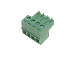 Terminal block; XY2500F-G-04P3.5; 4 ways; R=3,50mm; 15,4mm; 8A; 125V; for cable; angled 90°; square hole; slot screw; screw; vertical; 1,5mm2; green; Xinya; RoHS