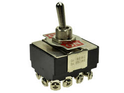 Switch; toggle; KN3(B)-402A; 2*4; ON-ON; 4 ways; 2 positions; bistable; panel mounting; screw; 6A; 250V AC; black; 33mm