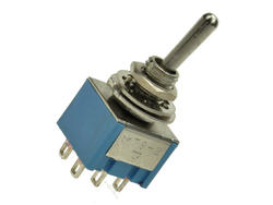 Switch; toggle; MTS203; 3*2; ON-OFF-ON; 2 ways; 3 positions; bistable; panel mounting; solder; 3A; 250V AC; blue; 14mm; SWI; RoHS
