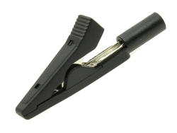 Crocodile clip; 27.187.2; black; 41,5mm; pluggable (2mm banana socket); 10A; 60V; nickel plated brass; Amass; RoHS; 8.101