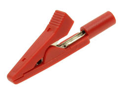 Crocodile clip; 27.187.1; red; 41,5mm; pluggable (2mm banana socket); 10A; 60V; nickel plated brass; Amass; RoHS; 8.101