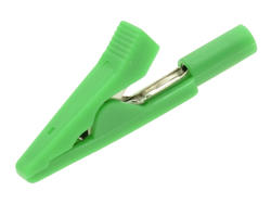 Crocodile clip; 27.187.4; green; 41,5mm; pluggable (2mm banana socket); 10A; 60V; nickel plated brass; Amass; RoHS; 8.101
