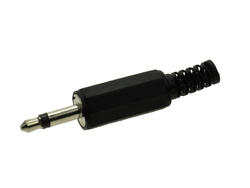Plug; jack 3,5; SM35K; mono; straight; plastic; black; for cable; solder; Goobay; RoHS