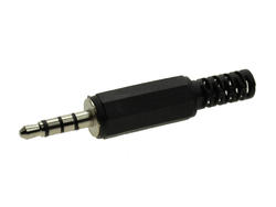 Plug; jack 3,5; SS35K4; 4 poles; straight; plastic; black; for cable; solder; Goobay; RoHS