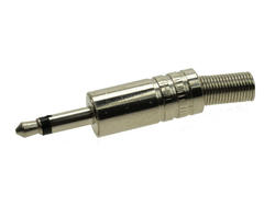 Plug; jack 3,5; SM35MK; mono; straight; metal; silver; for cable; solder; Goobay; RoHS