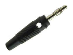 Banana plug; 4mm; 25.411.2; black; 56,5mm; pluggable (4mm banana socket); screwed; 24A; 60V; nickel plated brass; PVC; Amass; RoHS; 1.126