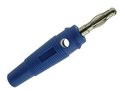 Banana plug; 4mm; 25.411.5; blue; 56,5mm; pluggable (4mm banana socket); screwed; 24A; 60V; nickel plated brass; PVC; Amass; RoHS; 1.126
