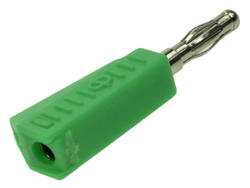 Banana plug; 4mm; 1.107.G; green; 45mm; solder; pluggable (4mm banana socket); 19A; 60V; nickel plated brass; PE; Amass; RoHS