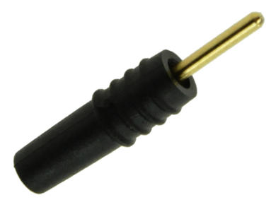 Banana plug; 1mm; 25.101.2; black; 19mm; solder; 6A; 60V; gold plated brass; PVC; Amass; RoHS